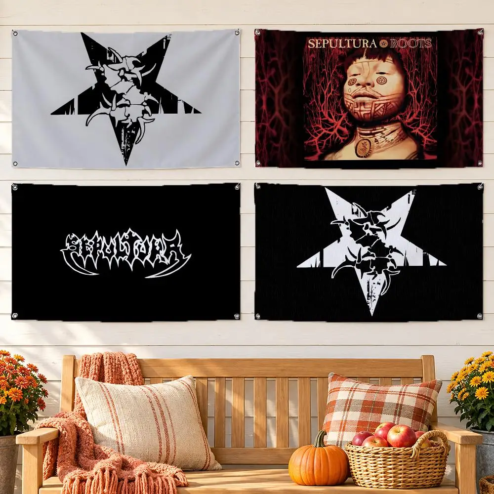 Sepulturas Heavy Rock Band Flags No Hem Banner Anti Fade Washable Home Wall Decor Multi Sizes