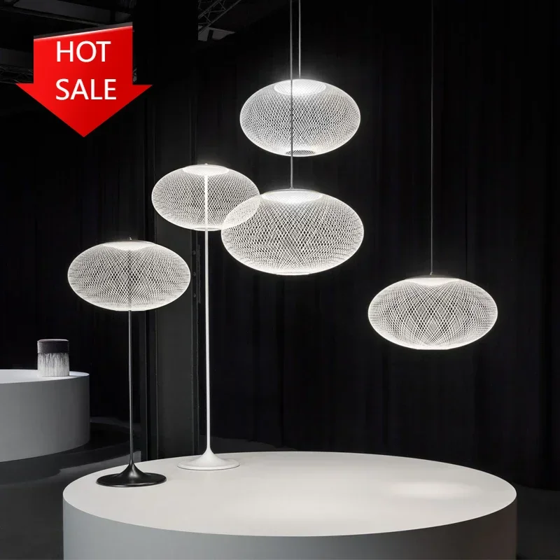 2026 Dutch Designer NR2 Replica Iron Mesh Cage Chandelier Living Room Restaurant Black And White Pendent Lamp LED Decoration Li