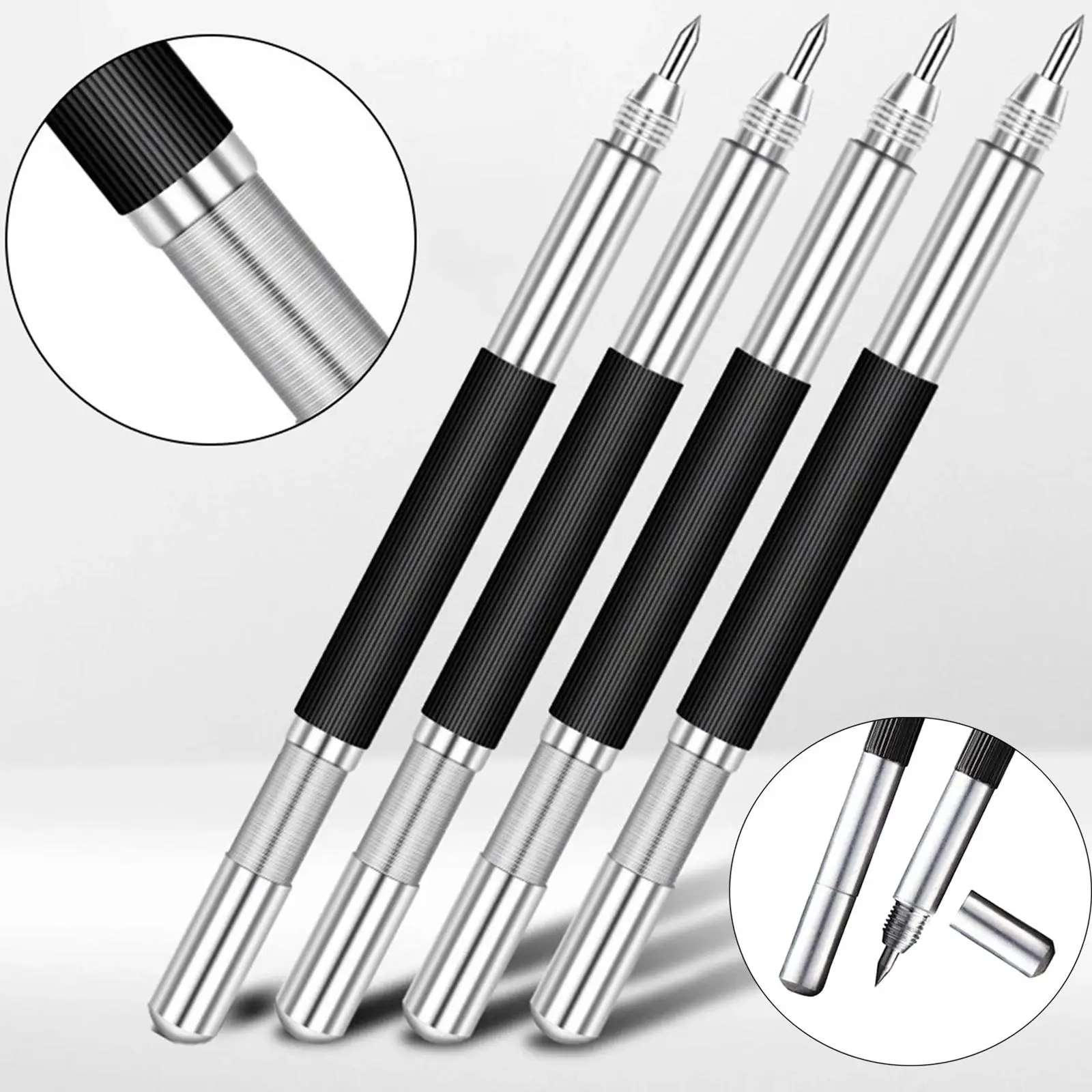 4 Pieces Engraving Pen Lettering Pen Construction Marker Tools Tungsten Carbide Scriber for Metal Ceramics Glass