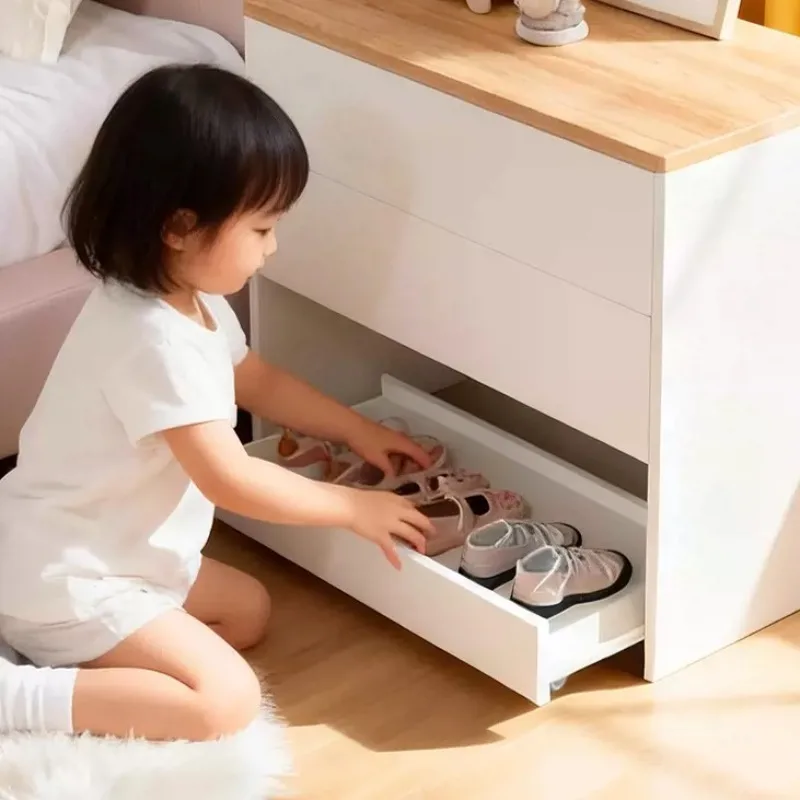 Entrance Shoe Rack Sliding Storage Shoes Organizer with Wheels Space Saving Hidden Wooden Shoe-Shelf Home Accessories Organizer