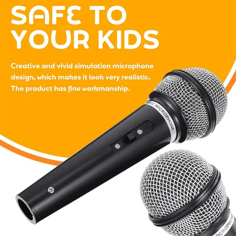 Microphone Kids Prop Fake Play Pretend Costume Mic Plastic Karaoke Props Childrens Cosplay Toddler Wireless News Reporter