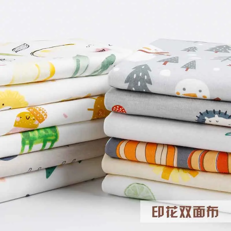 Printed pumpkin Cotton Knitting Fabric Stretchy Cartoon single-sided jersey Cloth For DIY Sewing Baby Clothing Tissue 50x185cm