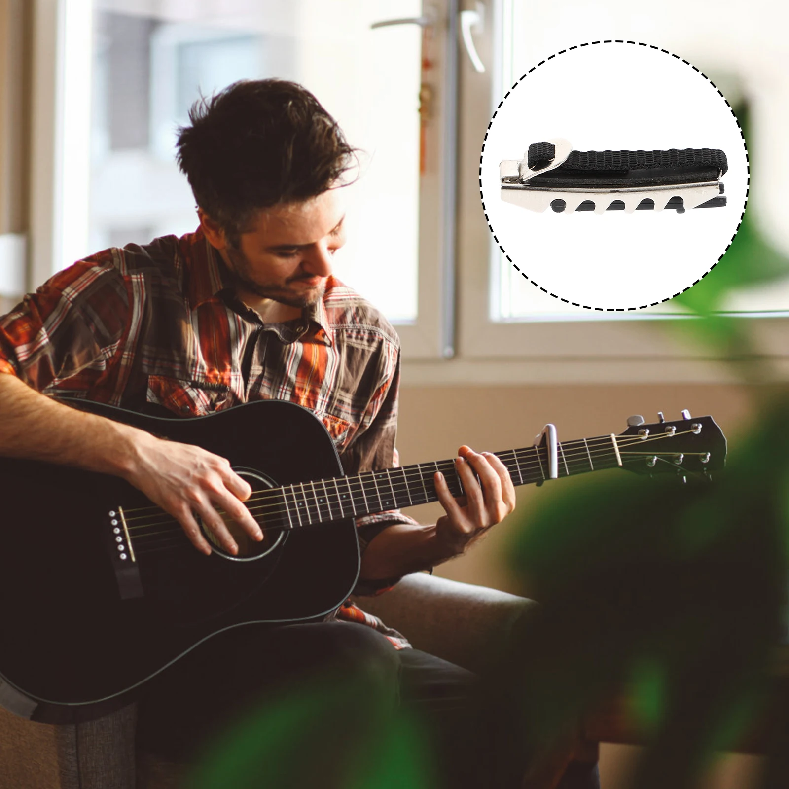 

1Pcs Guitar Tone Changer Durable Plastic Ukulele Acoustic Electric Guitar Capo Quick Release Clamp Black Ukulele Tone Changer