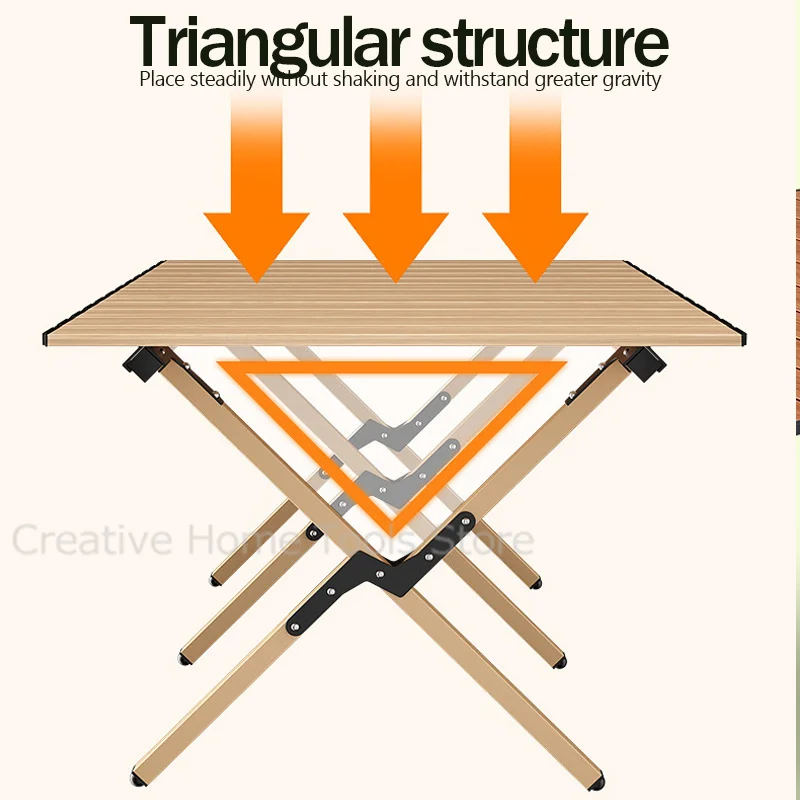 Table pliante d\'extérieur en acier au carbone, table en rouleau jetable, table carrée de plage portable, bureau de pique-nique de camping,