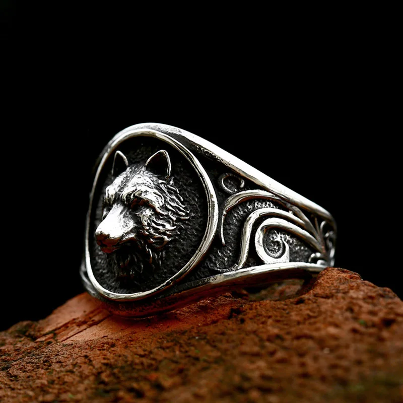 BEIER 2022 New Creative Viking Celtic  Wolf Head Ring For Men Women Animal  Jewelry Personality Ethnic Design Vintage Jewelry