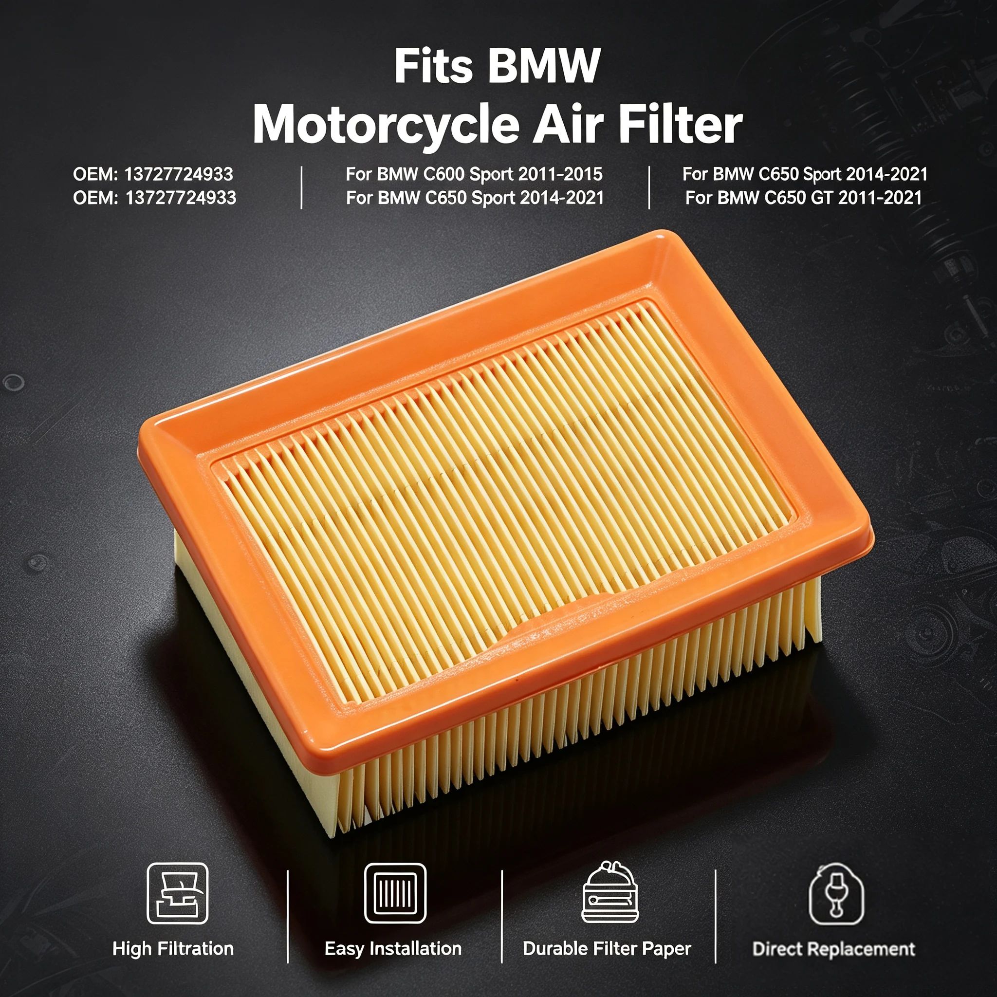 Motorcycle Air Filter For BMW C600 Sport C650 Sport C650 GT OEM: 13727724933