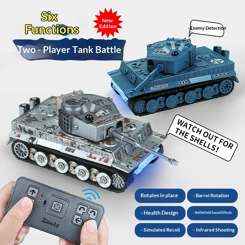Zukakaf Mini 2.4G Remote Control Battle Tank Intelligent Induction Shooting Crawler Military Vehicle Competitive Game Gift