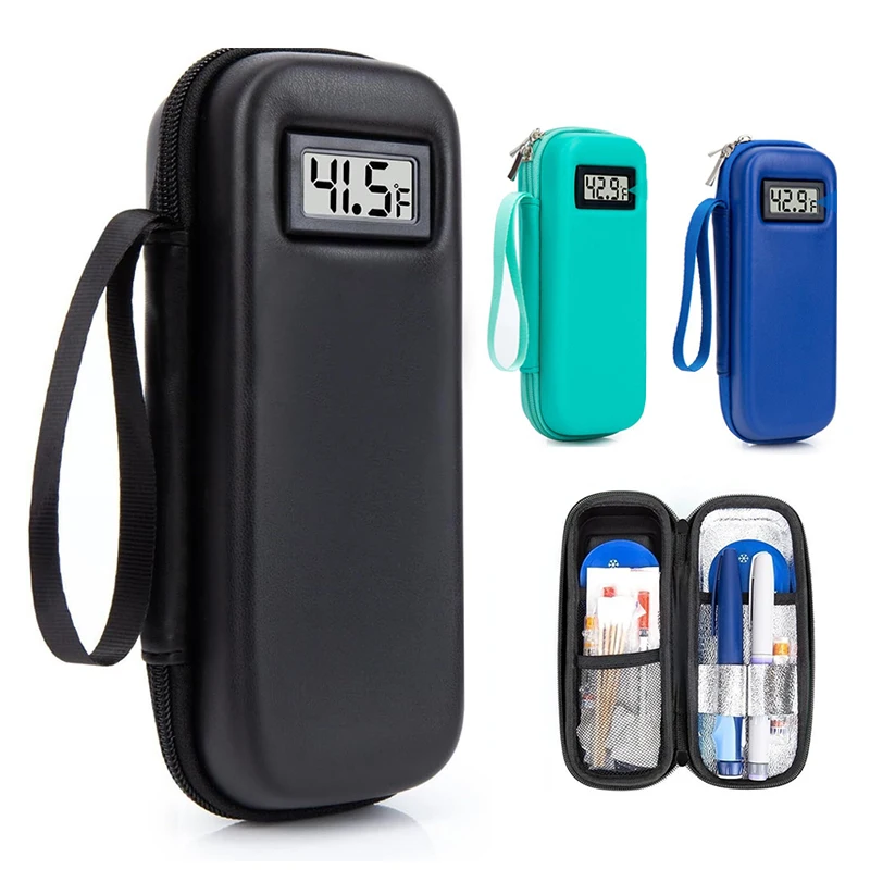 Insulin Cooler Travel Case With Temperature Display - Refrigerated Medicine Cooling Bag With 1 TSA Approved Ice Pack