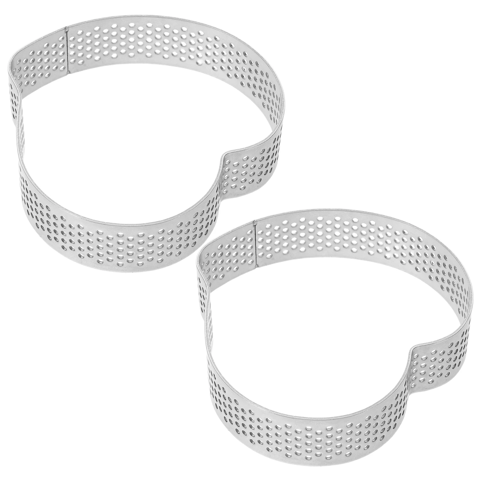 

2Pcs Heart Shaped Cake Molds Stainless Steel Perforated Tart Rings Nonstick Baking Rings for Anniversary Valentine's Day Dessert