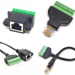 rj45 to screw terminal Block 8p connector ethernet rj45 Male Female to 8 pin screw terminal network adapter cable for CCTV DVR
