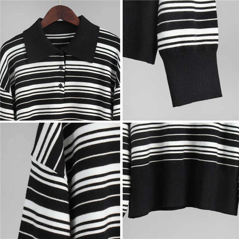 NEW-レディース ストライプ シャツ 長袖 カラーブロック トップス ノッチネック サマー Tシャツ