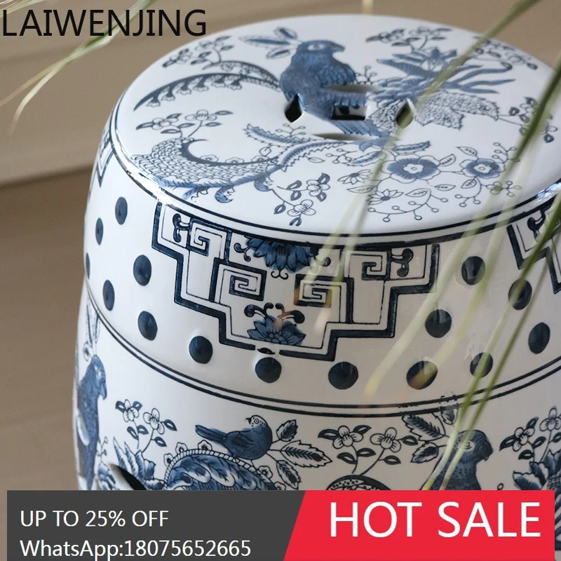 LYY new Chinese blue and white porcelain seat, shoe change stool, dressing stool high-end