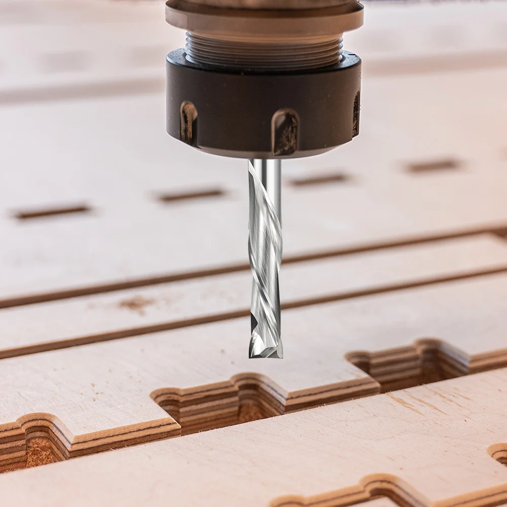 XCAN 1pc Up Down Cut Carbide Spiral Router Bit 1/8" Shank Compression End Mill 2 Flute CNC Router Bit Milling Cutter for Wood