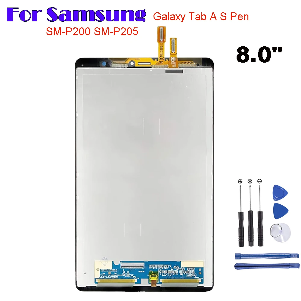 New Ori For Samsung Galaxy Tab A 8.0 & S Pen LCD Tab P200 P205 SM-P205 SM-P200 LCD Display Touch Screen Digitizer 100%Tested