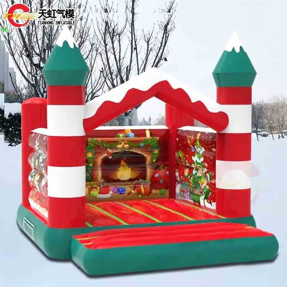 2026 novo design 4x3.6m inflável bouncer de natal transporte rápido ao ar livre castelo inflável moonwalk com ventilador