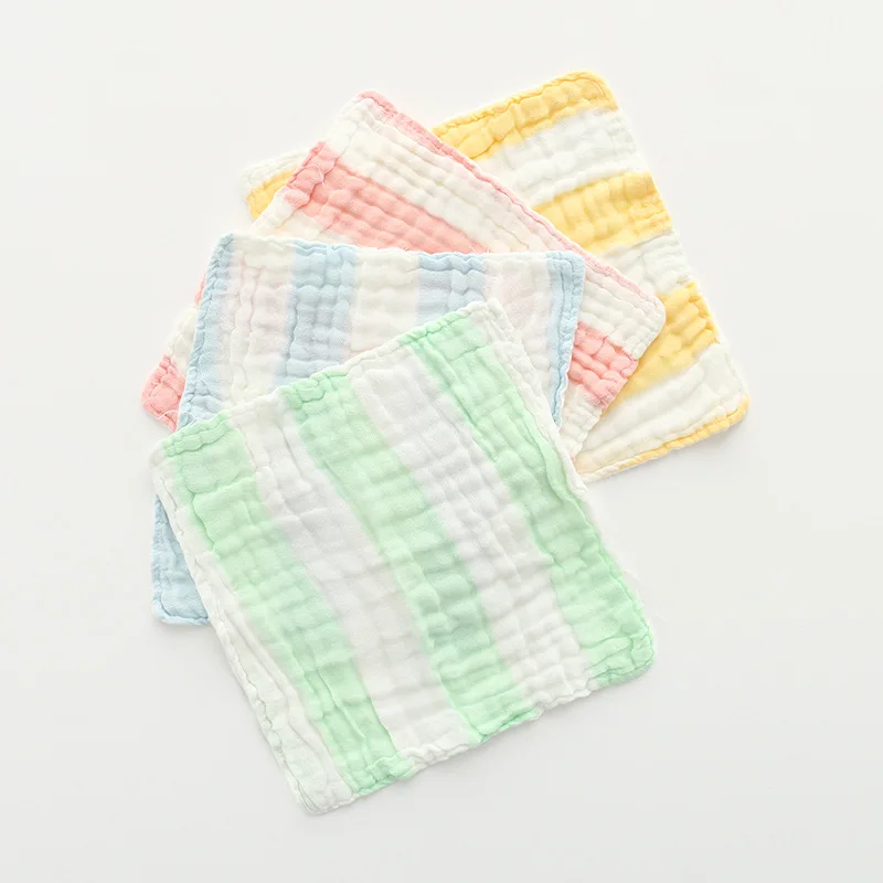 

6 Layers Cotton Streak Baby Saliva Towels Hand Face Wipes Newborn Bib Kids Handkerchief Toddler Soft Washcloth Burp Cloth 25x25