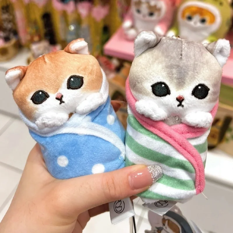 Подлинная YOUYOU Mofusand Cat Blessing Shark Cat, завернутое одеяло, плюшевая подвеска, подарок в форме сердца для девочек, брелок для ключей, сумка, очаровательные детские игрушки 10 см