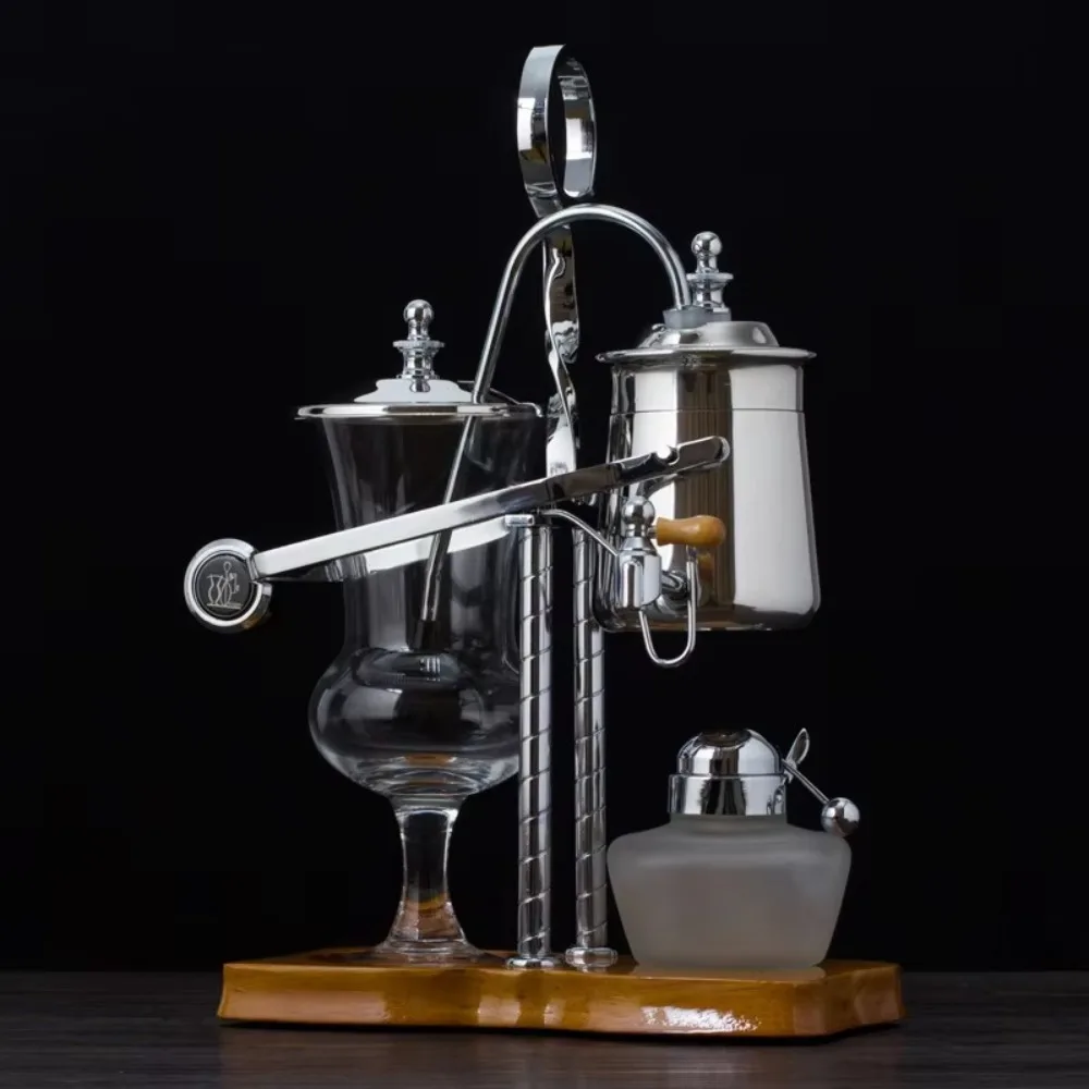 Royal Belgian Espresso Coffee Maker Pot Portable Stainless Steel Glass Vacuum Brewer Coffee Syphon Metal Durable Elegant Belgian
