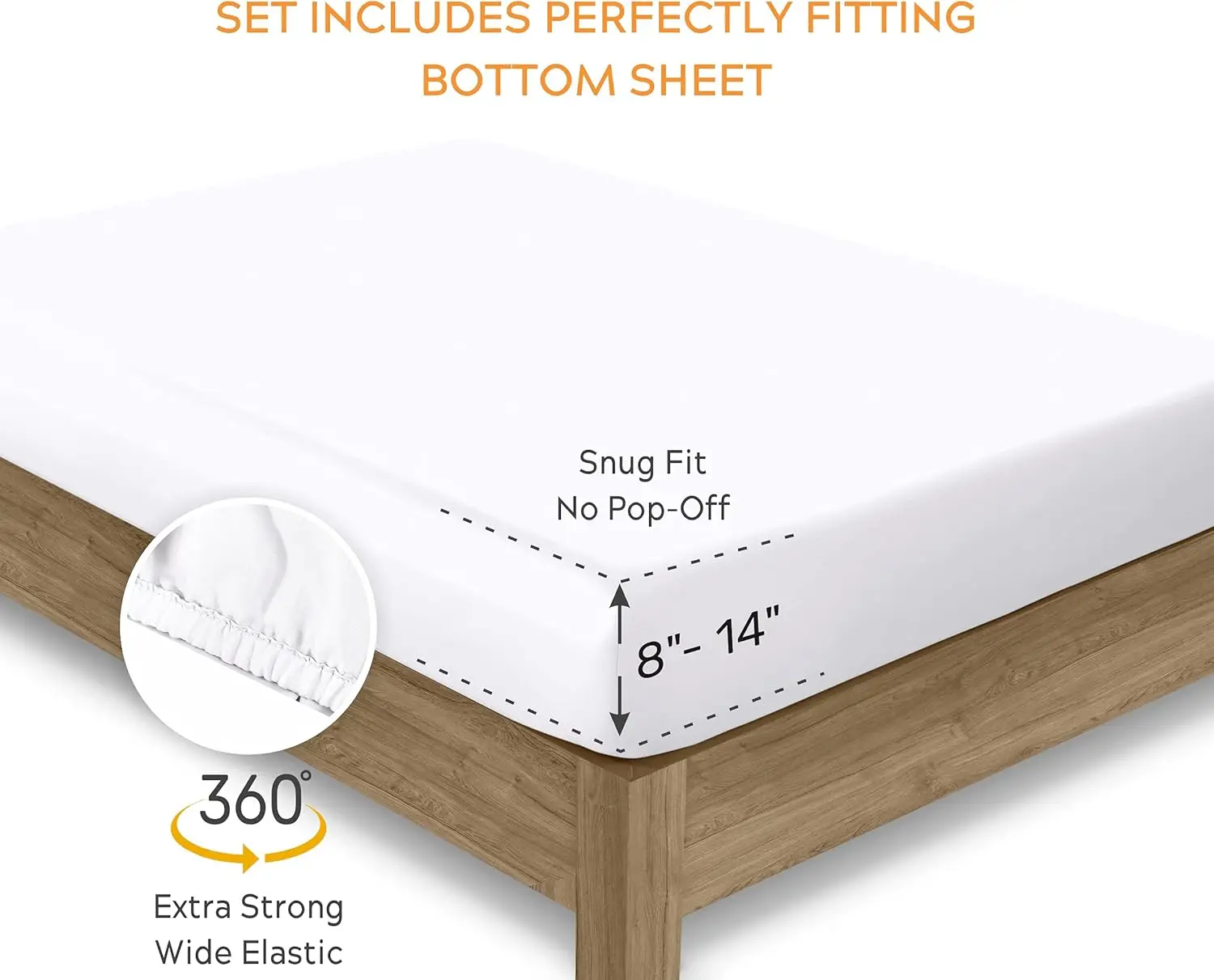 Conjunto de lençóis de algodão orgânico, Crisp e Arrefecimento, Percale Weave, Soft Respirável, Eco, 4 Piece Bedding Set, 100%