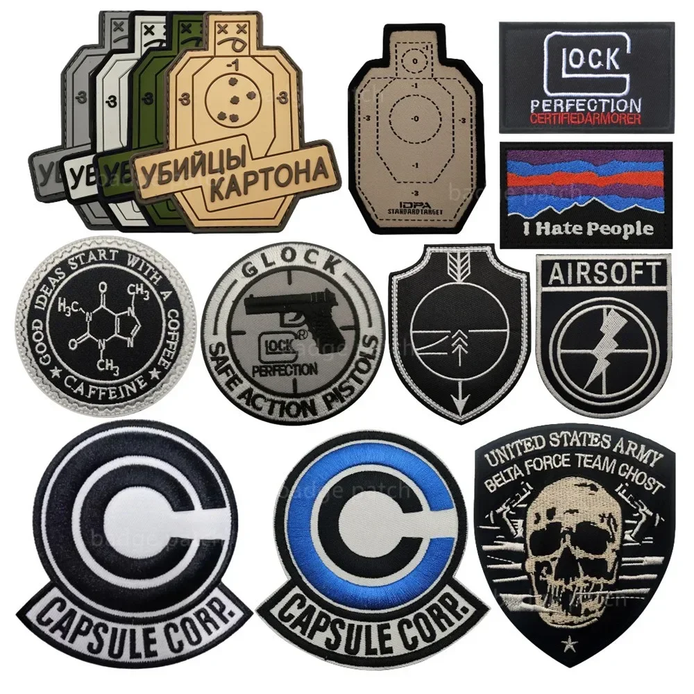 3D PVC Shooting Armband Luminous Patch CAPSULE CORP Tactical Hook Loop Sticker Pistol Weapon Killing God Shark Plane Badge