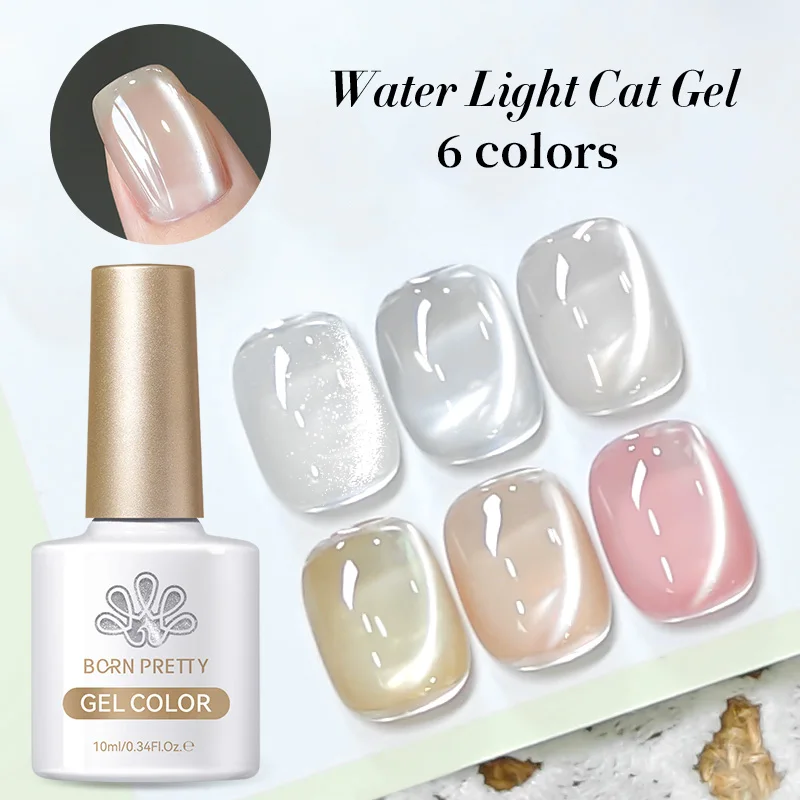 BORN PRETTY 10ml High Transparency Moonlight White Cat Magnetic Gel Nail Polish Water Glass Glitter Soak Off UV LED Varnis
