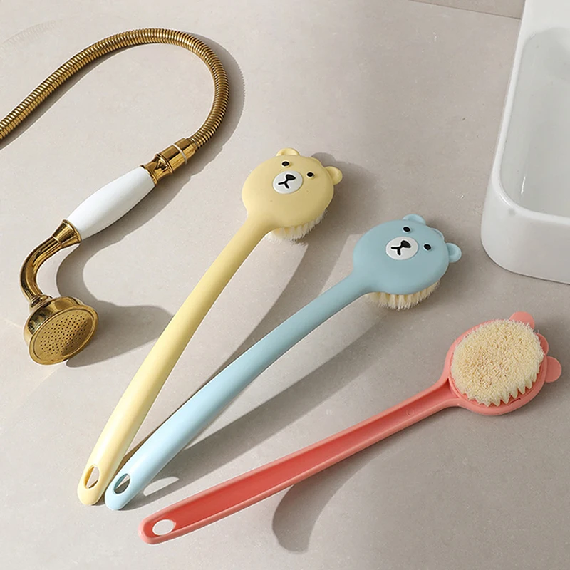 Long Handle Liquid Bath Brush Cute Bear Body Scrubber Shower Exfoliator Scrub Skin Massager Bathroom Accessories For Kids