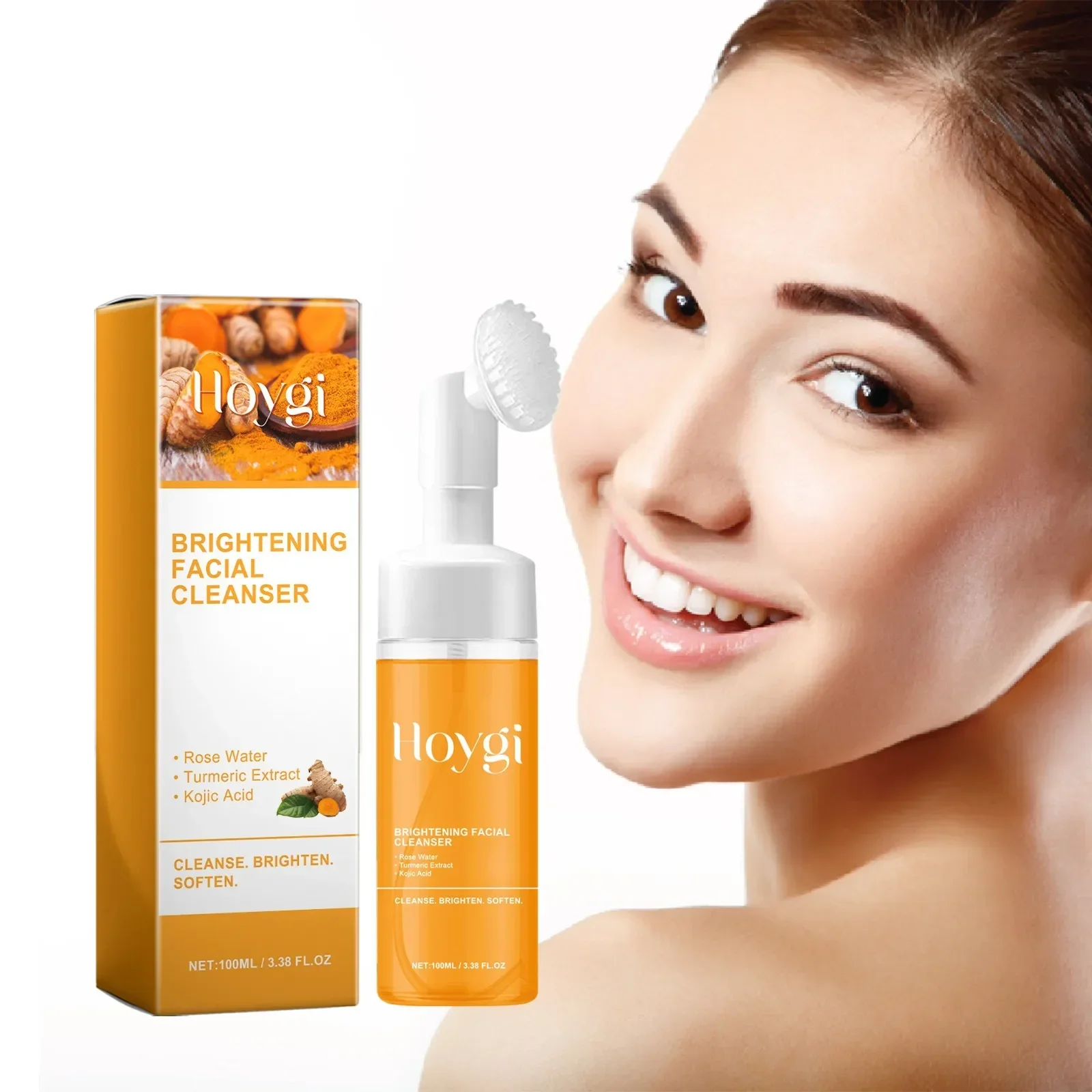 Turmeric Face Wash Cleansing Cream for Brightening Oil Control Dark Spot Removal Deep Hydration Skin Care Cleanser