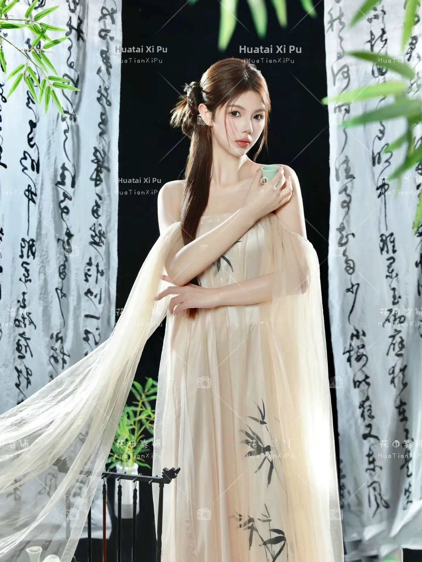 

Retro Photography Art Photo Atmosphere Sensation Feng Shui Ink Painting New Chinese Style Stage Costume Women's Fas...