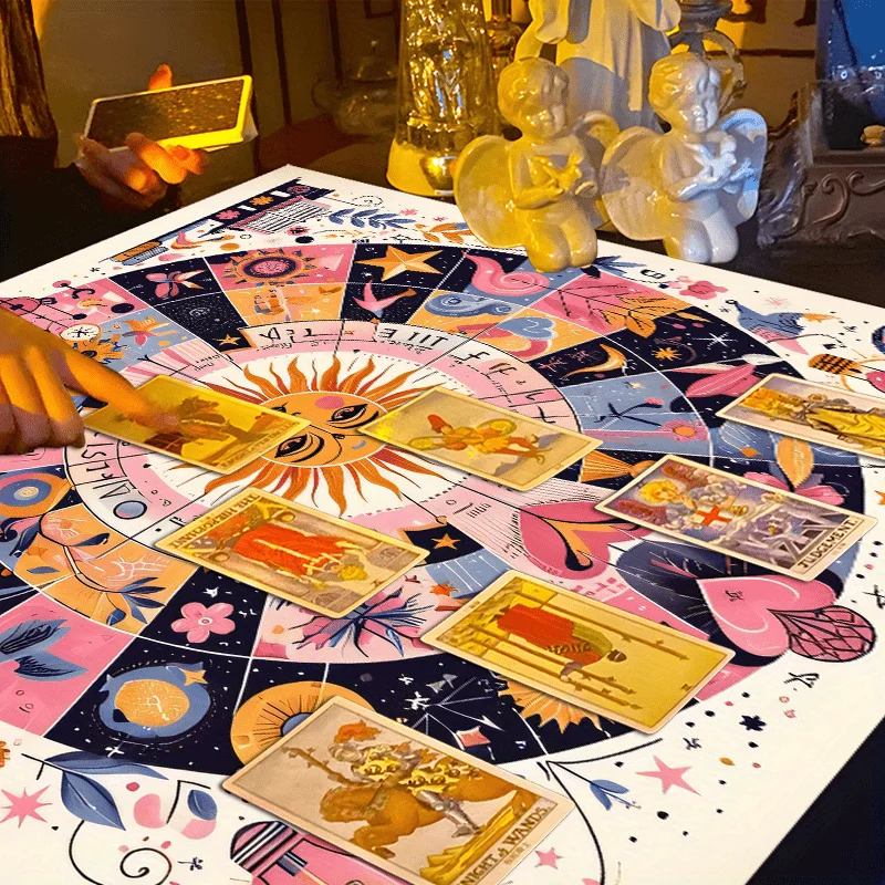 1-Piece Sun Wheel Rune Tablecloth, Home Decor, Divination Pagan Ritual Magic Party Tablecloth