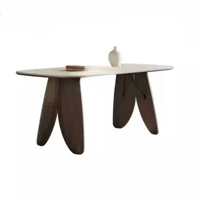 

TQH oval rock slab cave slate dining table and chair combination medieval wabi-sabi wind home dining table