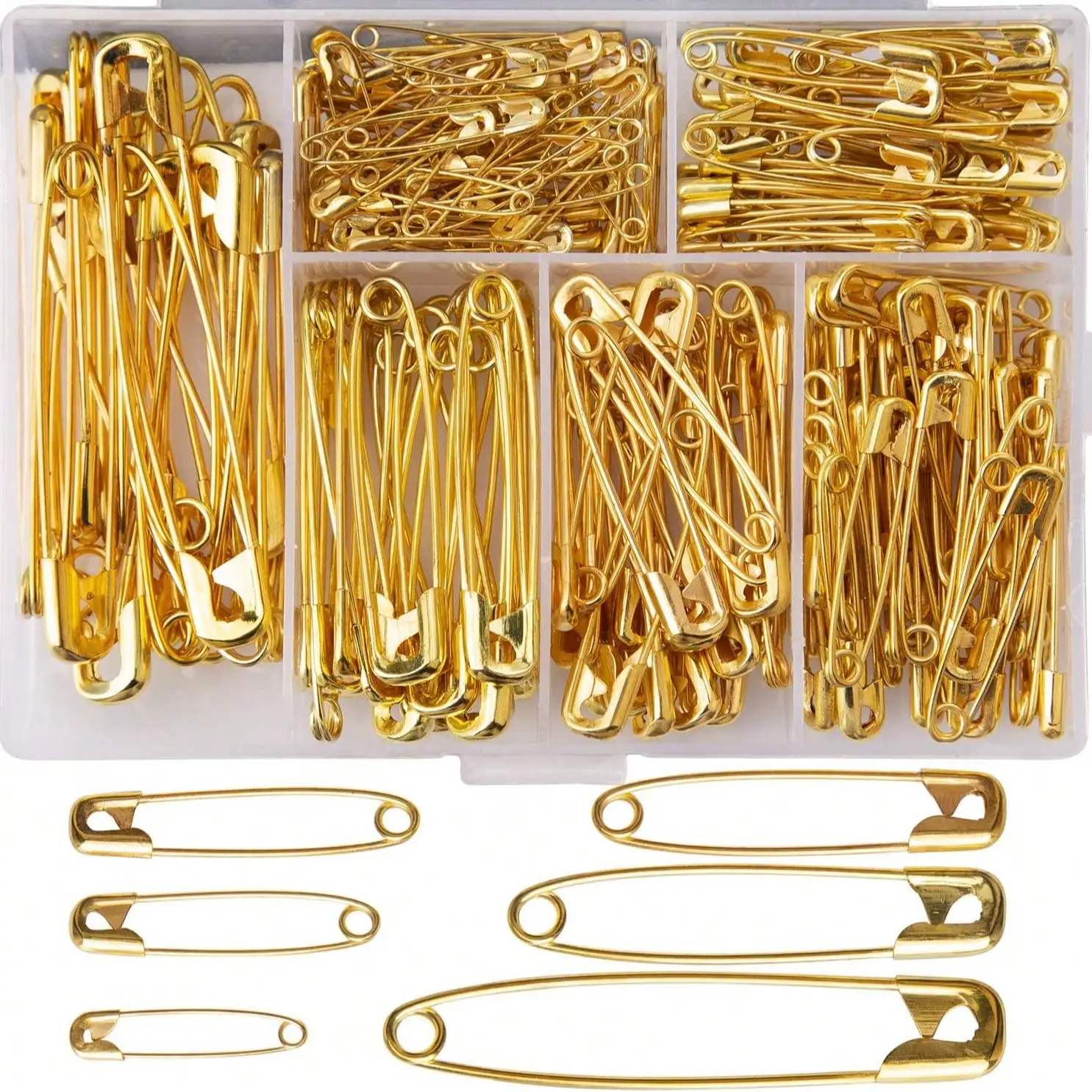 250 épingles de sûreté de 6 tailles, petites et grandes, durables, résistantes à la rouille, pour l'artisanat, la couture, la fabrication de bijoux et la maison