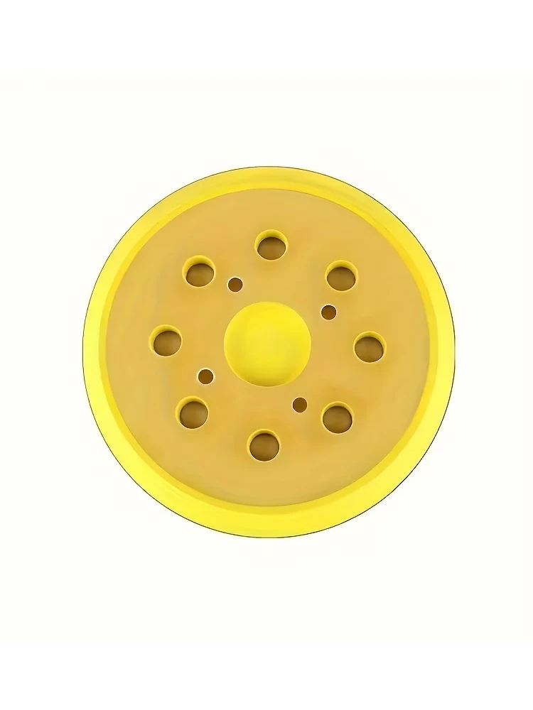 1Pc 5 Inch 8-Hole Silicone Sanding Pad, Hook and Loop Backing, Dual-Layer Flexible Surface, Fits Random Orbital Sanders (Yellow