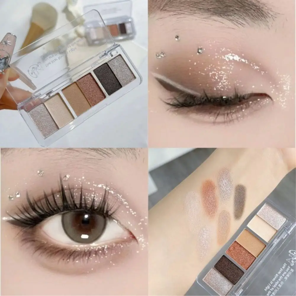 Tavolozza di ombretti rosa naturale a 6 colori Vassoio per ombretti glitterato opaco luccicante Vassoio per ombretti duraturo altamente pigmentato