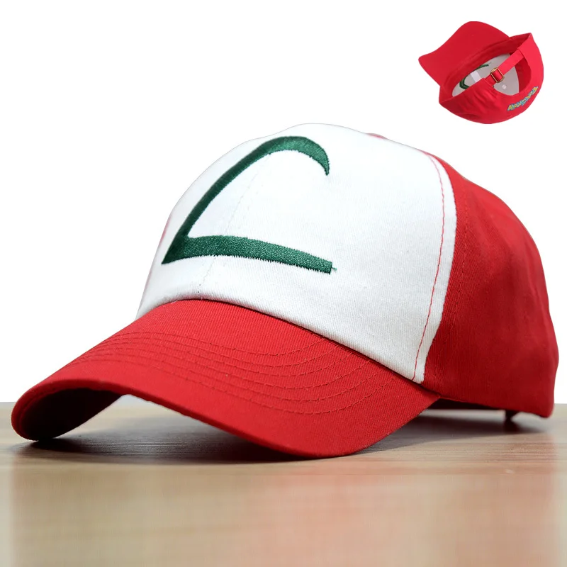 Anime Splicing Sun Hat Ash Ketchum Cosplay Unisex Embroidery Baseball Cap Pocket Snapback Adjustable Hats Prop