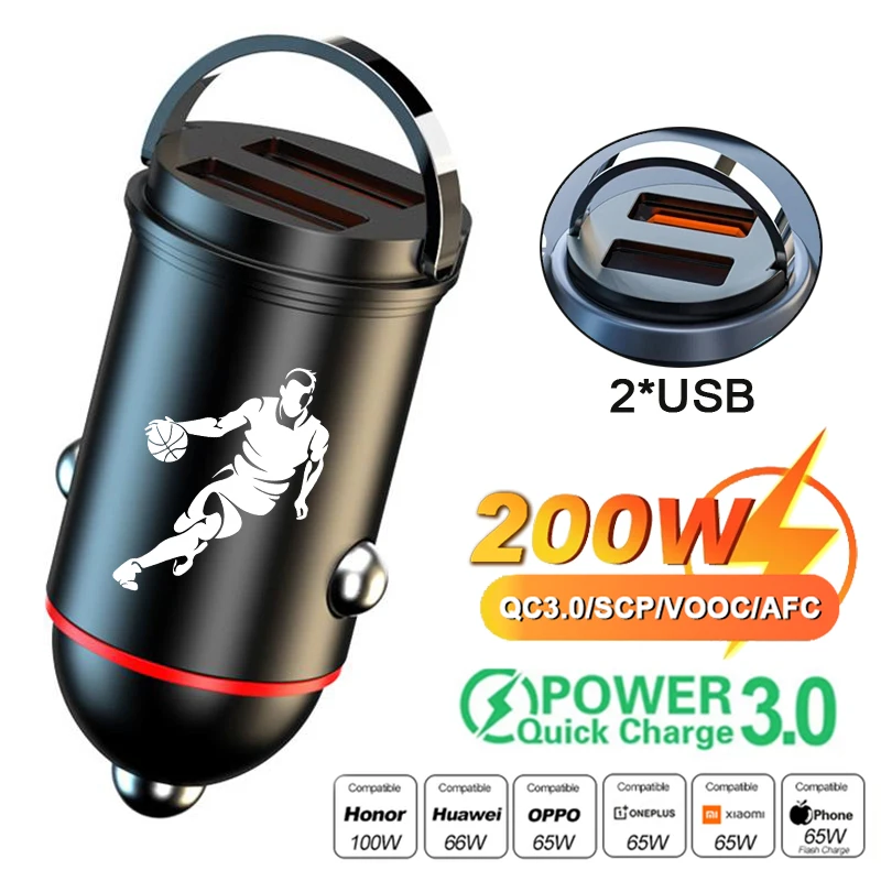 PSDA 200W QC3.0 PD Car Charger 5A Fast Charing 2 Port 12-24V Cigarette Socket Lighter Car USBC Charger for iPhone Power