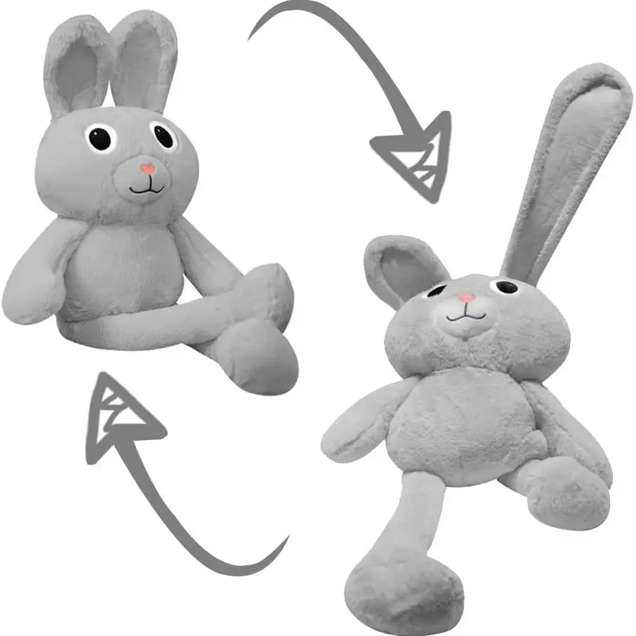 30CM Mini poupée en tissu créatif amusant en peluche jouet tirer des oreilles lapin télescopique poupée porte-clés sac à dos pendentif poupée de mariage pendentif