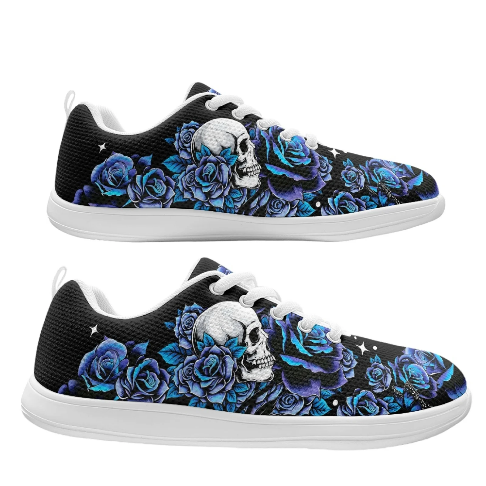 XIXIRIMIDO Skull Rose Print Strappy Wide-Toed Shoes Women'S Casual Shoes Men'S Commuter Sneakers Outdoor Sports Shoes Breathable