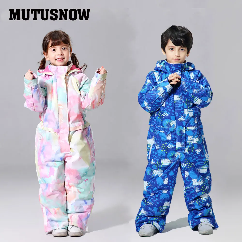 MUTUSNOW Ski Suit Kids Children Brands Waterproof Girls And Boys Snow Set Pants Winter Skiing And Snowboarding Jacket Child