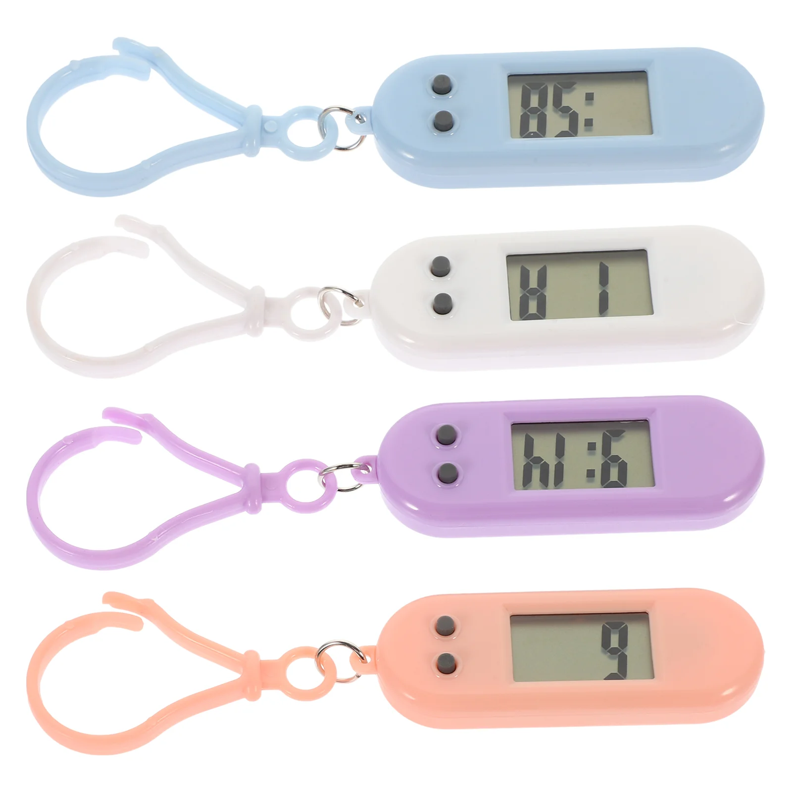 4pcs Keychain Pocket Watch Clock Electronic Watch Funny Clip-on watch for Children Kids Students (Mixed Color)