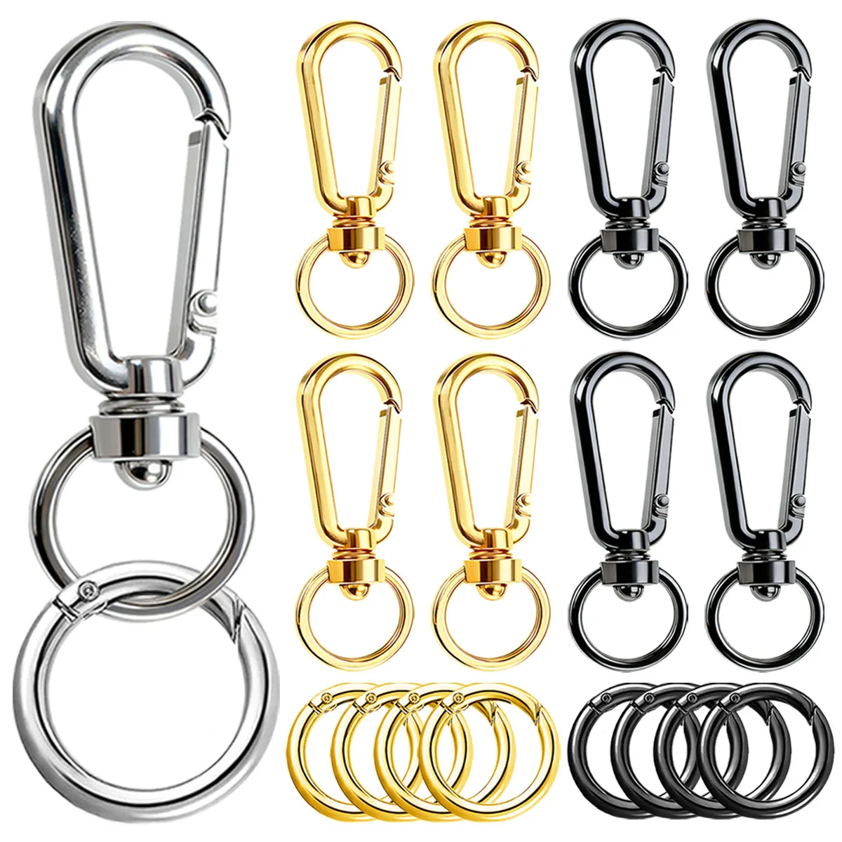 8/15 Sets Alloy Double Opening Rotating Spring Clasps, Suitable For Keychain, Lanyards, Bags, Pet Locks, DIY Crafts and Gift