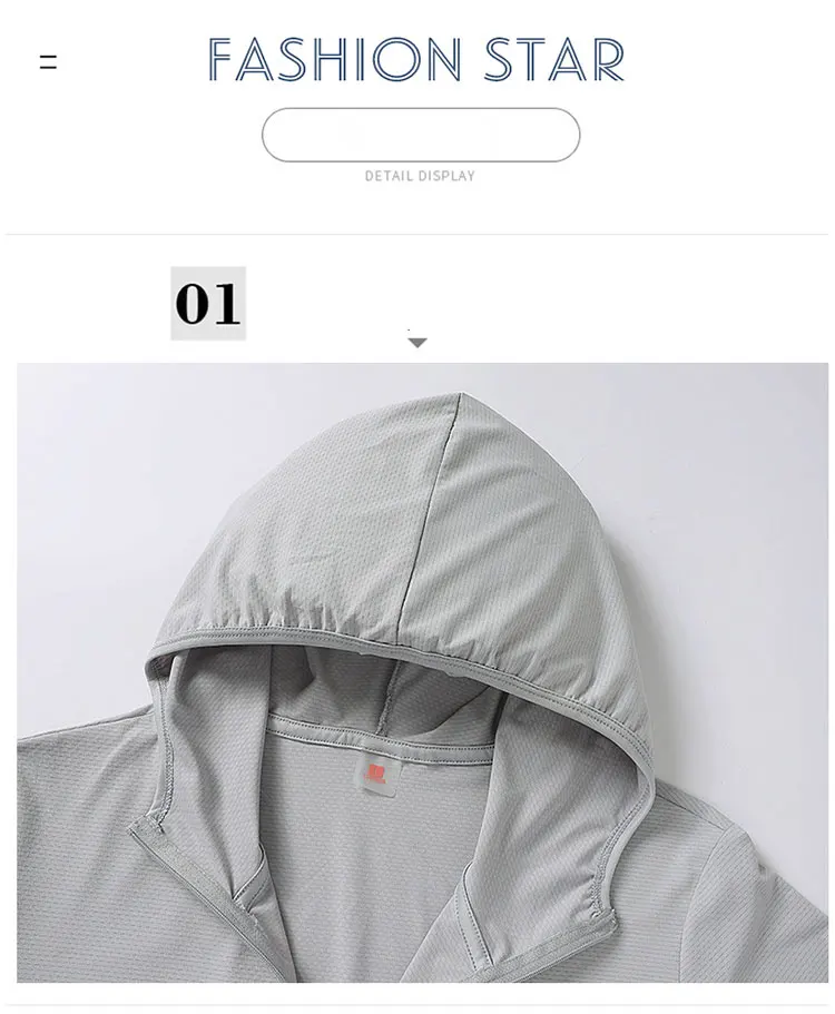 Sommer-Laufjacke für Herren und Damen – leichter Sonnenschutzmantel, UV-Kapuzen-Sport-Windjacke, atmungsaktive, schnell trocknende Passform – Detail 16