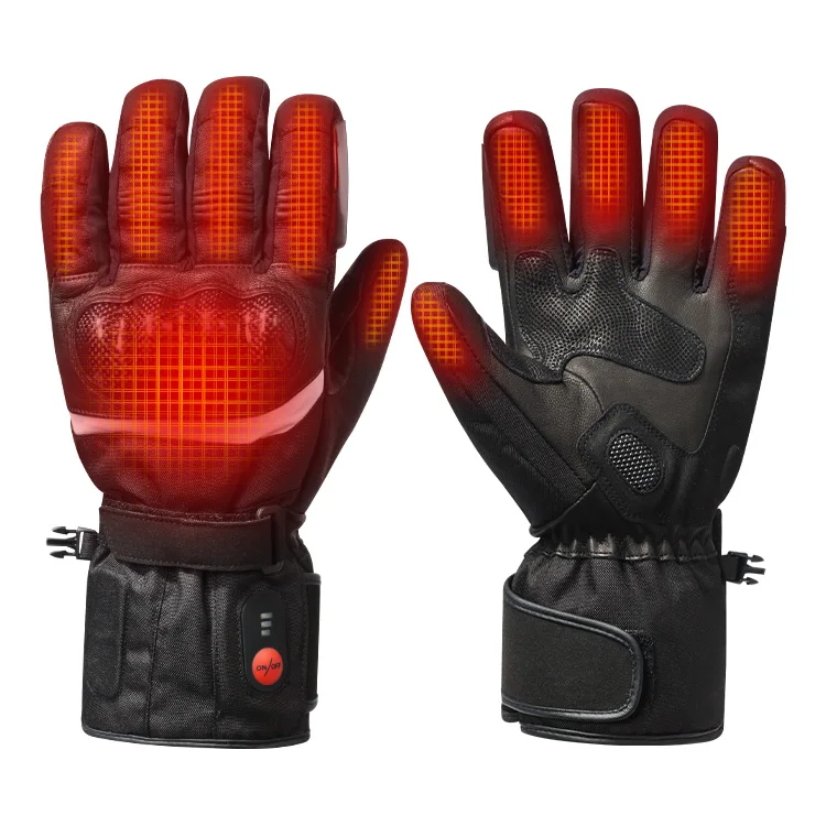 Fashionable Electric Heated Leather Gloves Waterproof for Motorcycle Motocross Cycling Sports Available in M and L Sizes