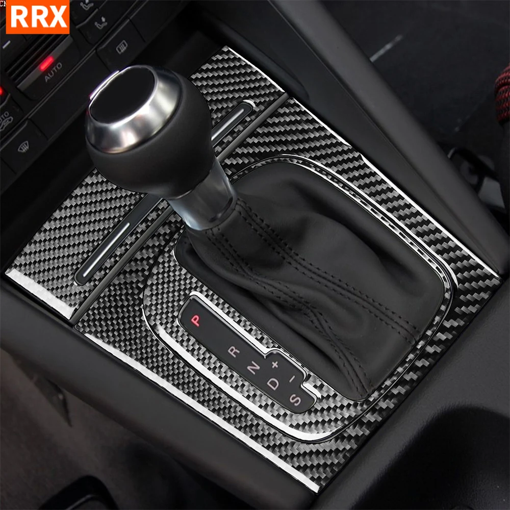 Manual Automatic Gear Shift Knob Edge Surround Storage Box Panel Cover Trim For Audi A3 S3 2006 2007 Real Carbon Fiber Sticker