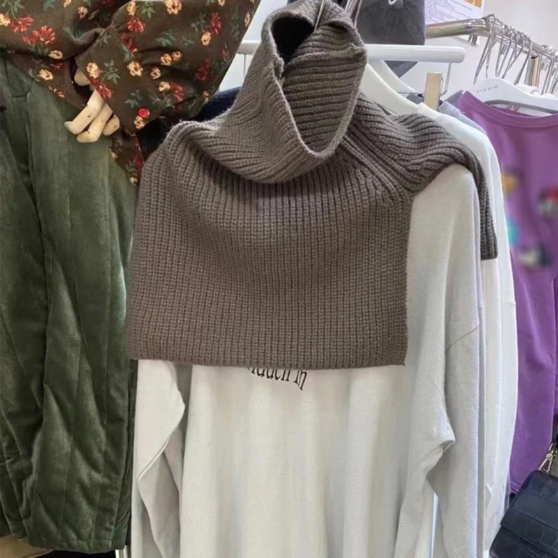 Sciarpa da donna autunno inverno calda selvaggia protegge collo elasticizzato lavorato a maglia colletto finto maglia in a