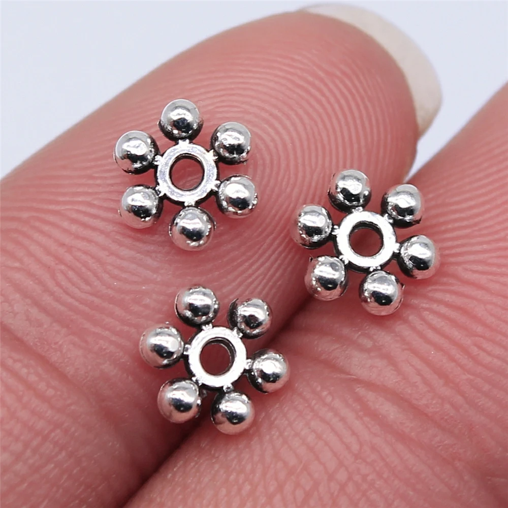 WYSIWYG 40pcs 7x7mm Antique Silver Color Spacer Beads For Jewelry Making DIY Jewelry Findings