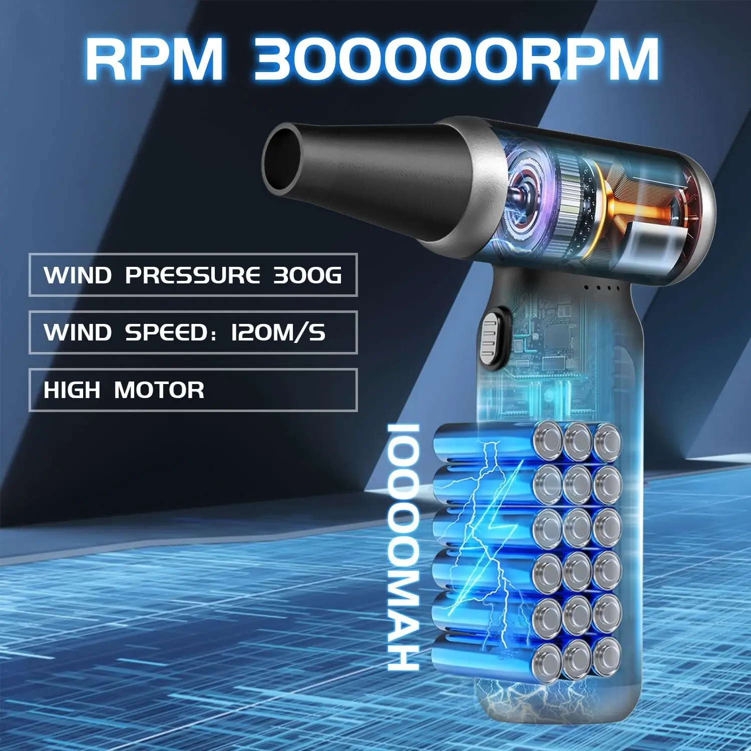 Druckluft-Staubwedel-Gebläse-Lüfter-PC Duster Electric 300000 RPM – Ersetzen Sie die Druckluftdose – Tastatur-Reinigungssets für Autos – Turbo