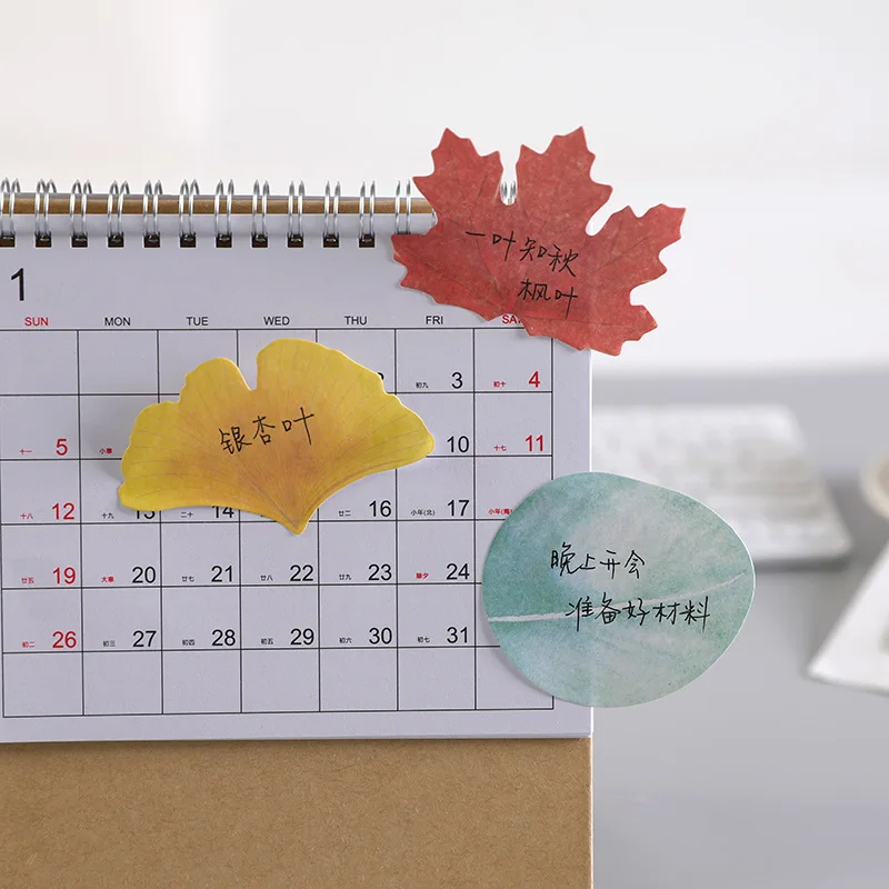 Gift Memo Pad Small Fresh Creative Leaf  Notes Student Message Simulated Leaf Note Office School Supplies  Kawaii Stationery