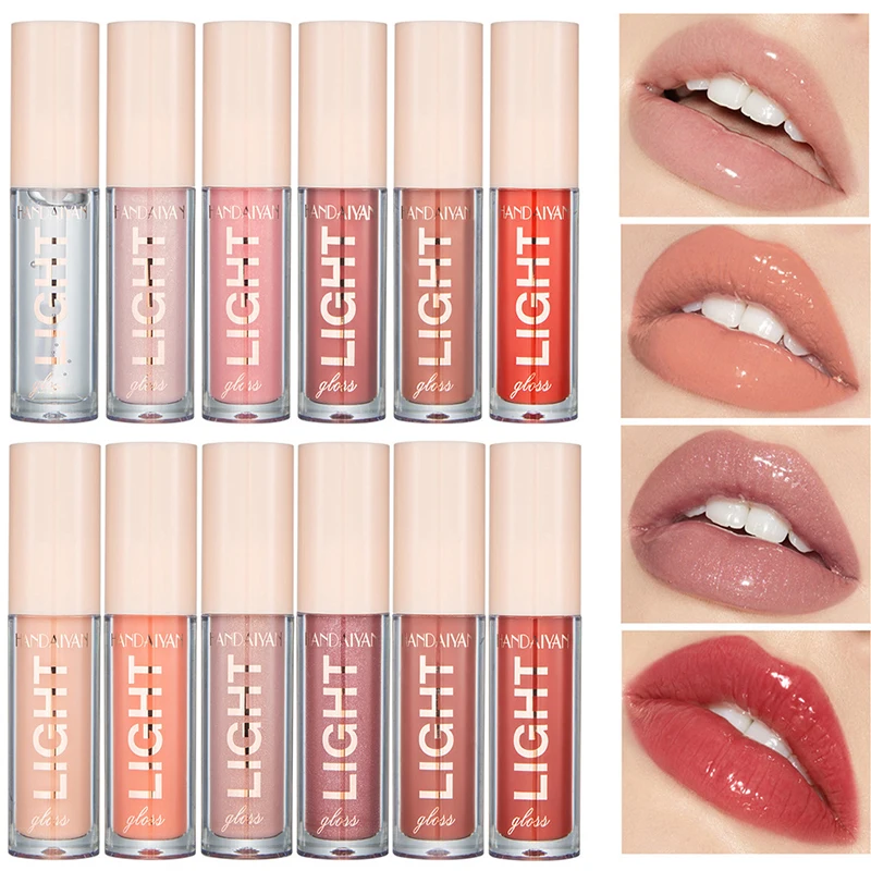 

12 Color Mirror Water Liquid Lip Gloss Glitter Crystal Pearl Jelly Red Nude Lipstick Moisture Shine Waterproof Lip Glaze Makeup