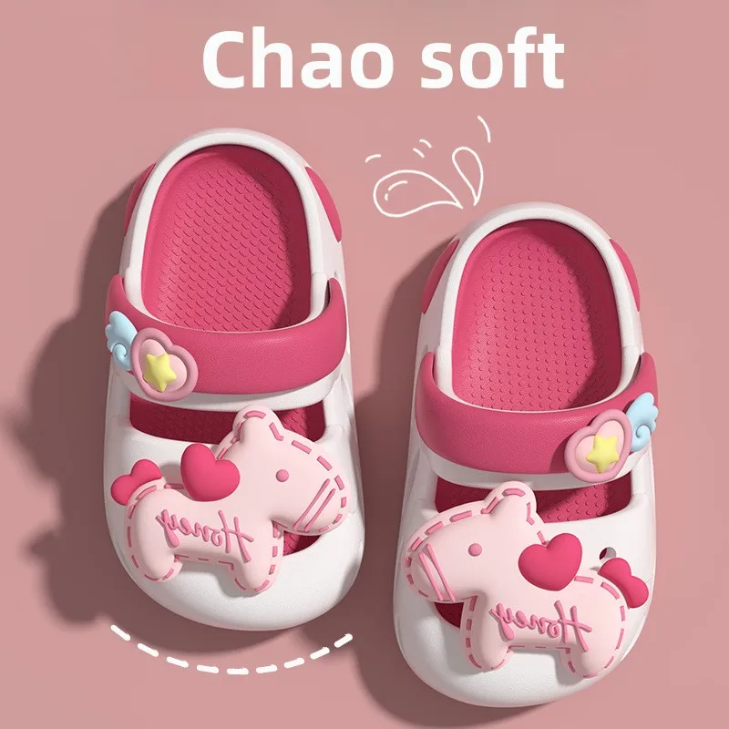 2026 Cute anti-collision children's cool slippers girls summer indoor non-slip boys hole shoes baby kindergarten bath slippers