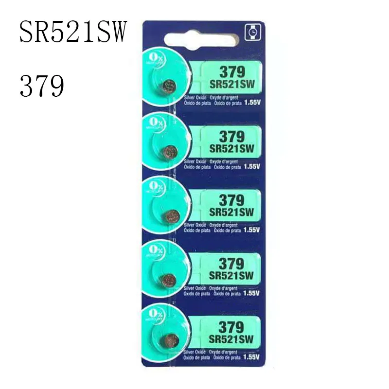 100PCS/LOT SR521SW AG0 Silver oxide battery 379 LR69 for watch batteries